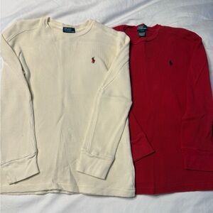 Ralph Lauren Cream and Red Long Sleeve Shirts youth M (10-12)